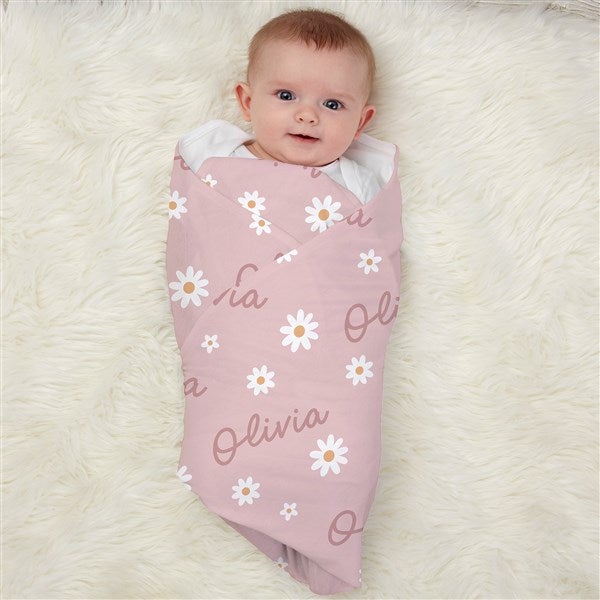 Retro Daisy Personalized Baby Receiving Blanket - 41441