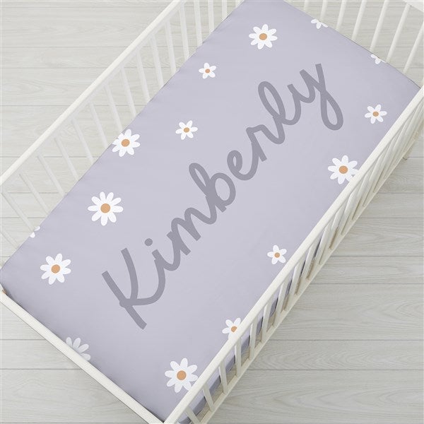 Retro Daisy Personalized Baby Crib Sheet  - 41442