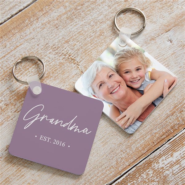 Grandma & Grandpa Date Established Photo Keychain  - 41470