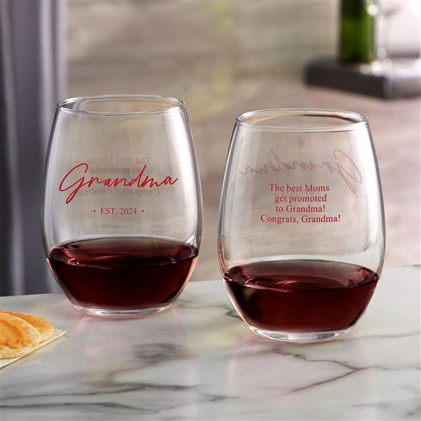 Grandma & Grandpa Established Personalized Wine Glass Collection  - 41471