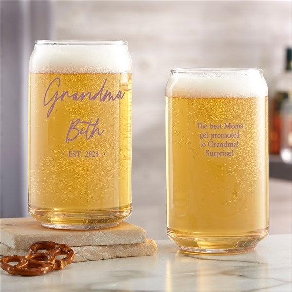Grandma & Grandpa Date Established Custom Beer Glasses - 41472