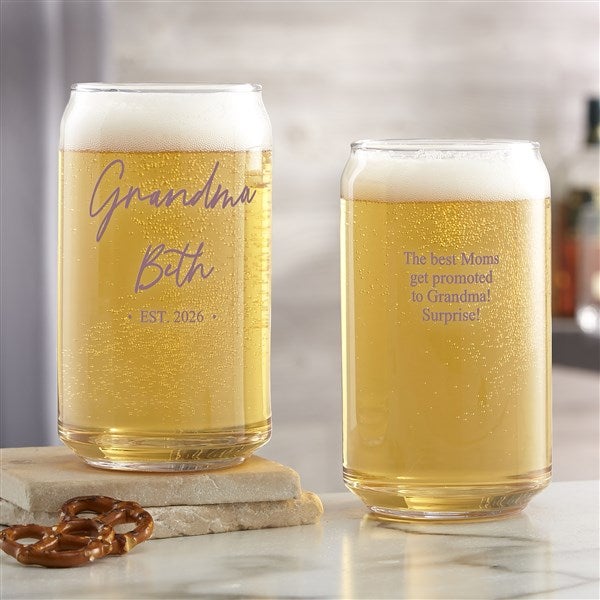 Grandma & Grandpa Date Established Custom Beer Glasses - 41472