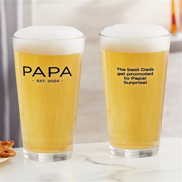 Grandma & Grandpa Date Established Custom Beer Glasses - 41472
