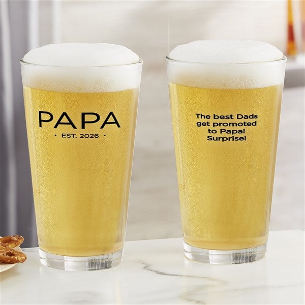 Grandma & Grandpa Date Established Custom Beer Glasses - 41472