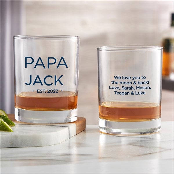 Grandma & Grandpa Established Personalized Whiskey Glass  - 41473