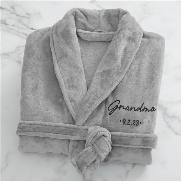 Grandma & Grandpa Established Embroidered Fleece Robes  - 41474