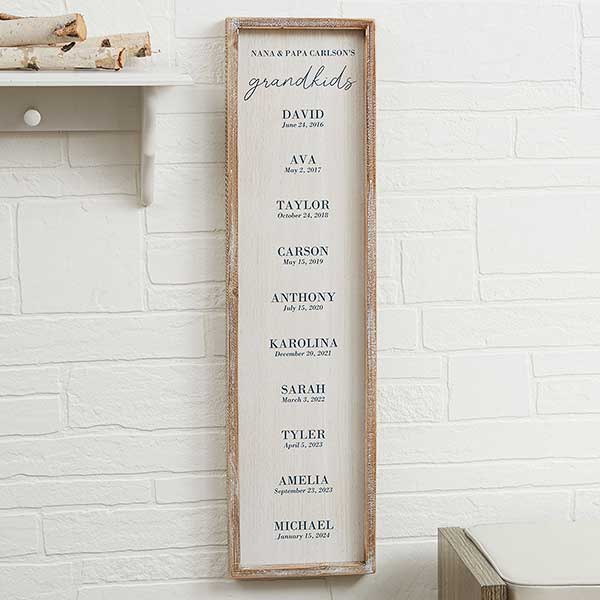 Grandchildren Birthdate Personalized Vertical Barnwood Frame Wall Art  - 41481