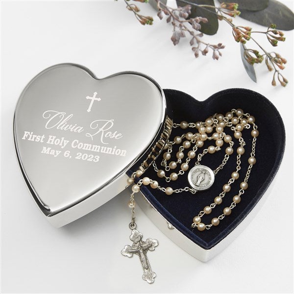 Personalized Silver Heart Keepsake Box God Bless