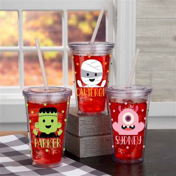 Trick or Treat Halloween Characters Personalized 17 oz. Insulated Acrylic Tumbler  - 41510