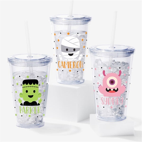 Trick or Treat Halloween Characters Personalized 17 oz. Insulated Acrylic Tumbler  - 41510