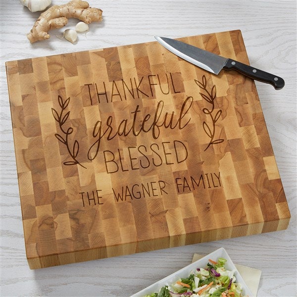 Thankful Grateful Blessed Butcher Block Cutting Board  - 41511