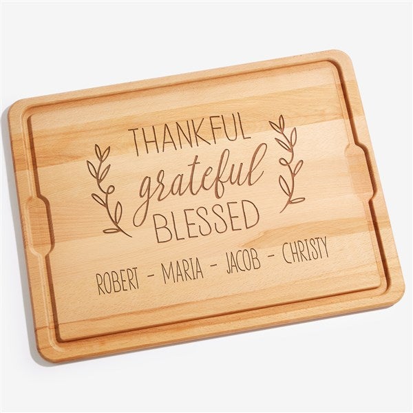 Thankful Grateful Blessed Personalized Maple Cutting Board  - 41513