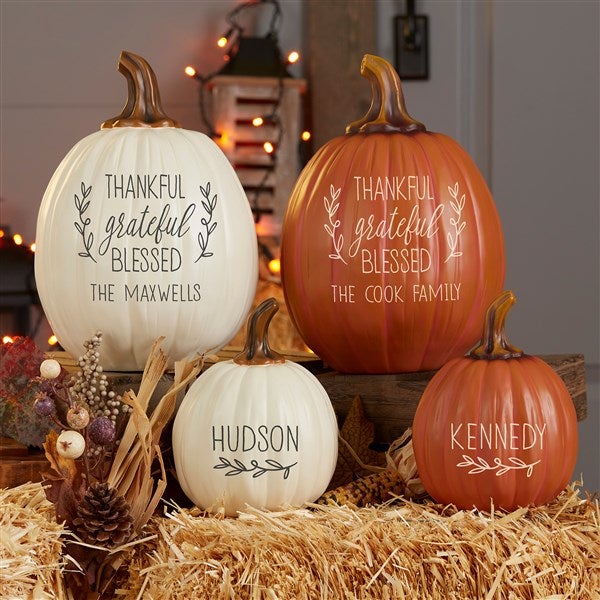 Thankful Grateful Blessed Personalized Pumpkins  - 41515