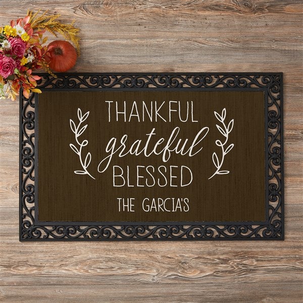 Thankful Grateful Blessed Personalized Doormats  - 41516