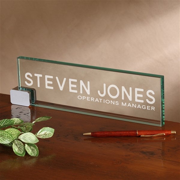 Bold Style Office Glass Personalized Name Plate  - 41524