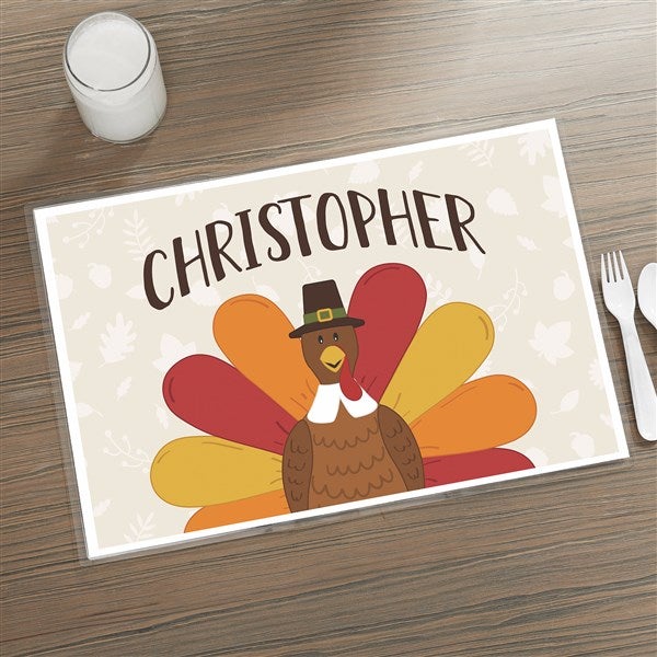 Thankful Turkey Personalized Laminated Placemat  - 41585