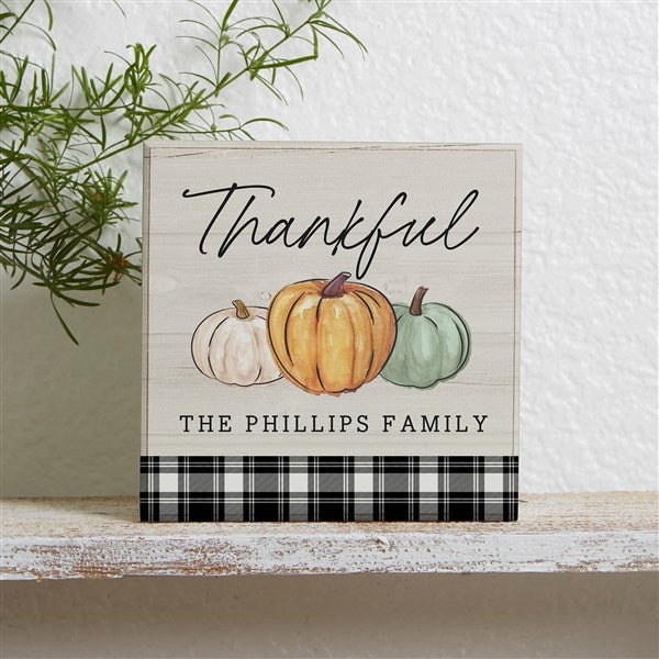 Fall Family Pumpkins Personalized Single Shelf Block  - 41589