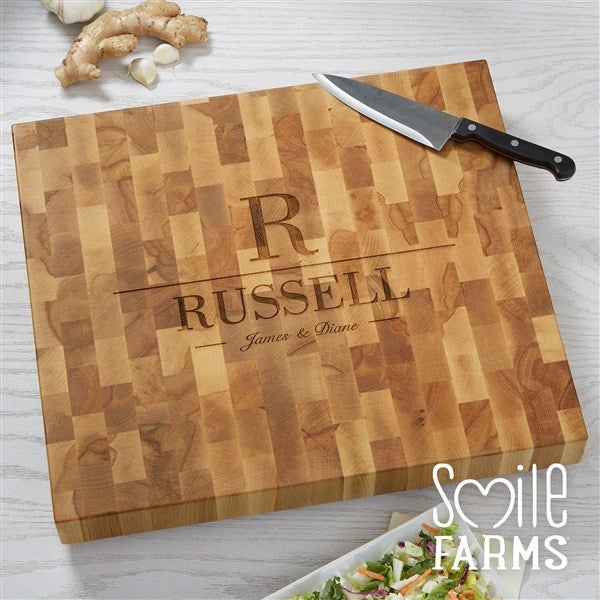 Smile Farms - Decorative Name & Initial Personalized Butcher Block Cutting Board - 41617