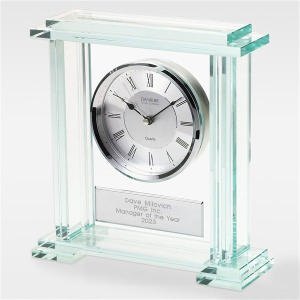 Engraved Recognition Jade Glass Clock Award - 41619