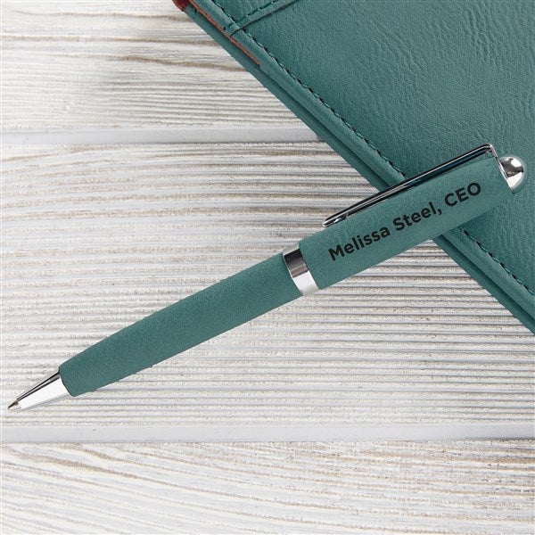 Personalized Logo Leatherette Pen- Teal  - 41625