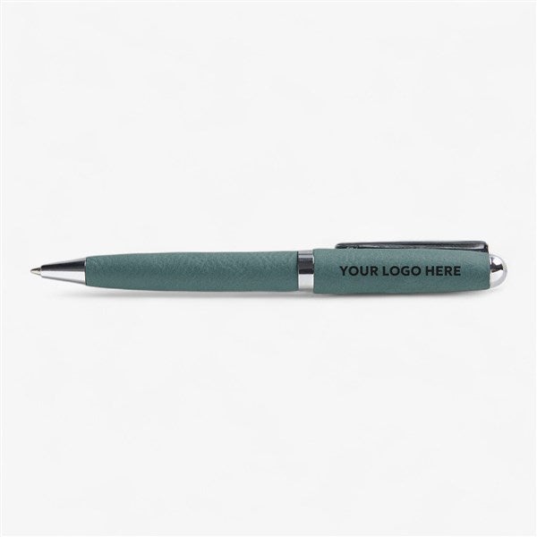 Personalized Logo Leatherette Pen- Teal  - 41625