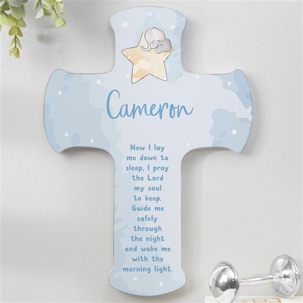 Baby Elephant Bedtime Prayer Personalized Child&#39;s Cross - 41650