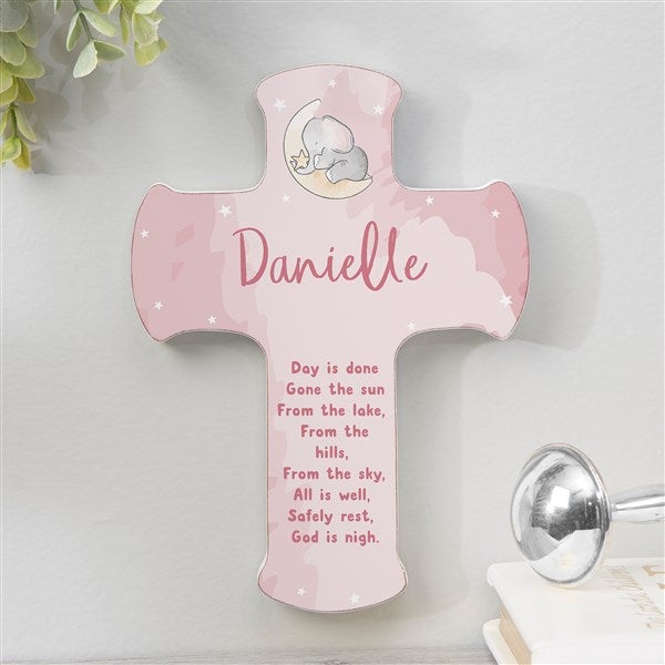 Baby Elephant Bedtime Prayer Personalized Child&#39;s Cross - 41650