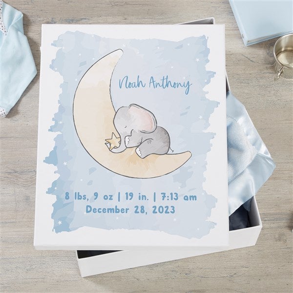 Baby Elephant Personalized Baby Keepsake Memory Box