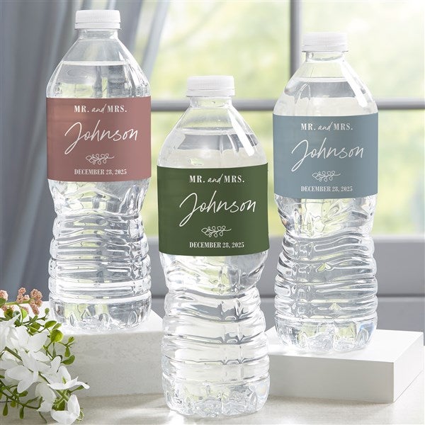 Botanical Wedding Personalized Water Bottle Labels - 41662