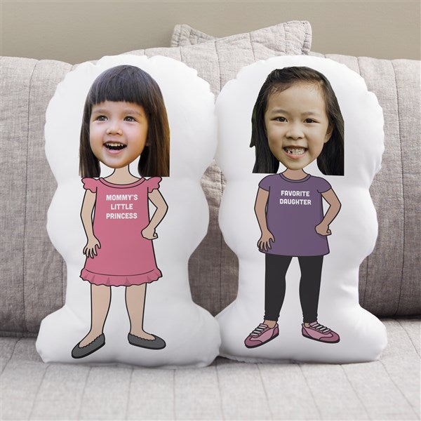 Girl Personalized Photo Character Throw Pillow  - 41669