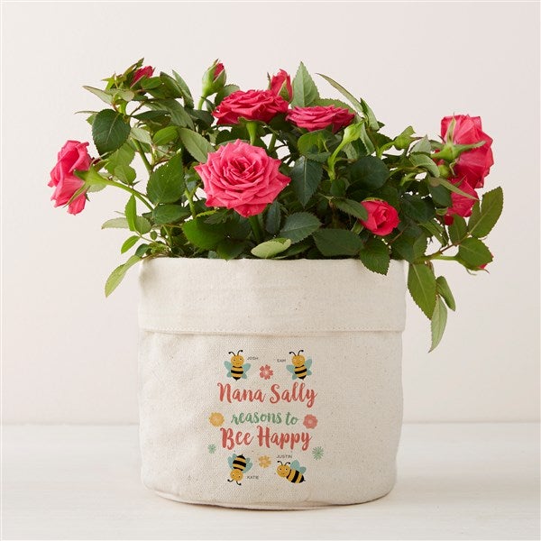 Personalized Canvas Flower Planter - Bee Happy - 41694