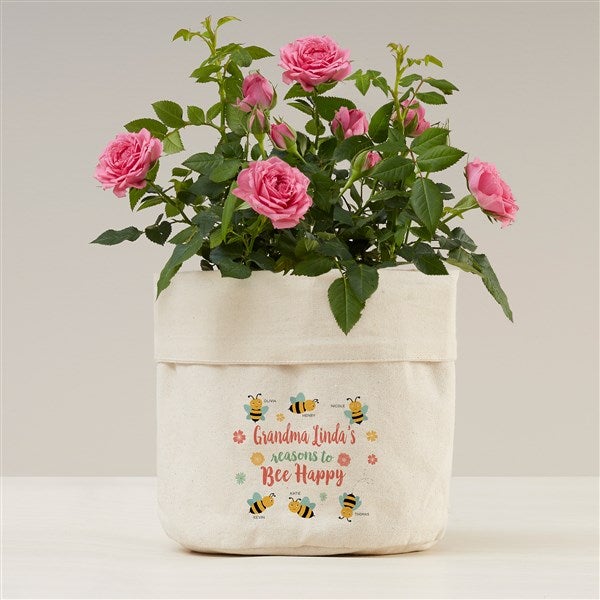Personalized Canvas Flower Planter - Bee Happy - 41694