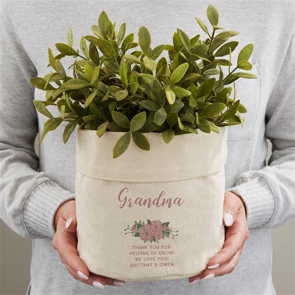 Personalized Canvas Flower Planter - Floral Special Message - 41695