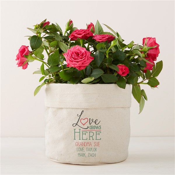 Personalized Canvas Flower Planter - Love Grows Here - 41698