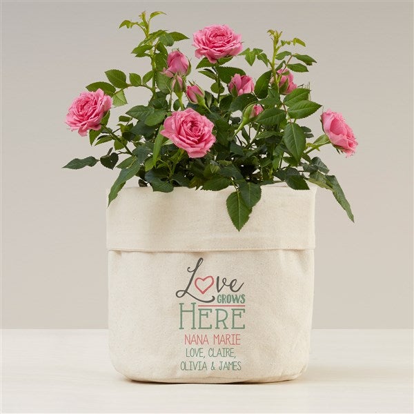 Personalized Canvas Flower Planter - Love Grows Here - 41698