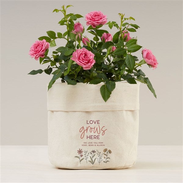 Personalized Canvas Flower Planter - Love Blooms Here - 41701