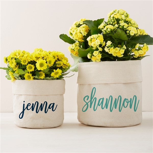 Personalized Canvas Flower Planter - Scripty Name - 41706