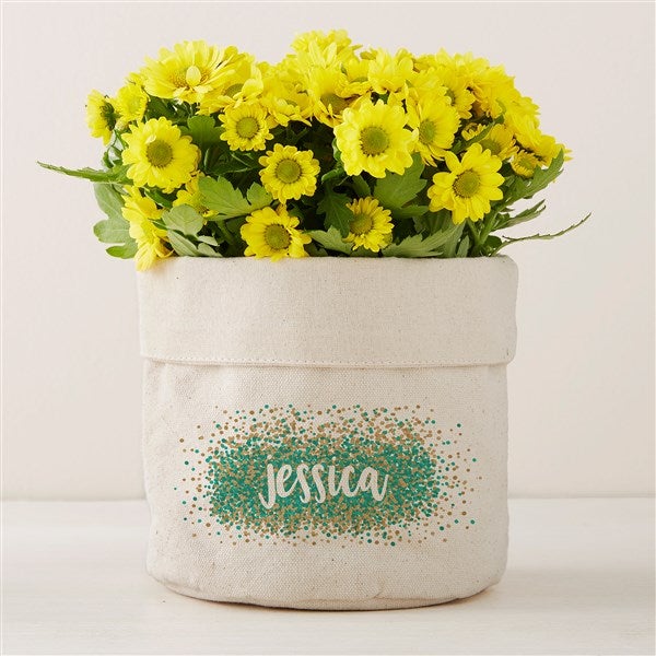 Personalized Canvas Flower Planter - Sparkling Name - 41708