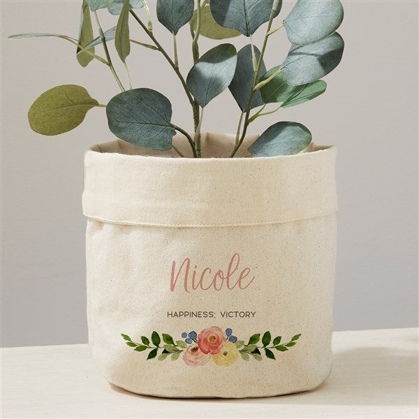 Personalized Canvas Flower Planter Floral Name Meaning