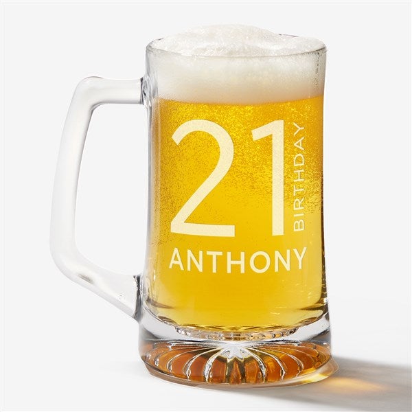 Birthday Bash Personalized Deep Etched Beer Mug - 41781