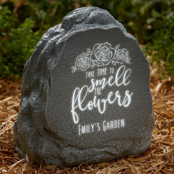 Smell the Flowers Personalized LED Outdoor Garden Stone  - 41795