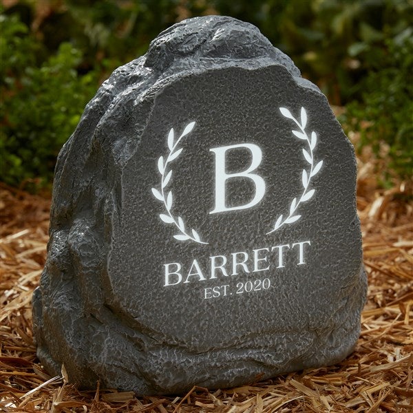 Laurel Initial Personalized LED Outdoor Garden Stone  - 41799