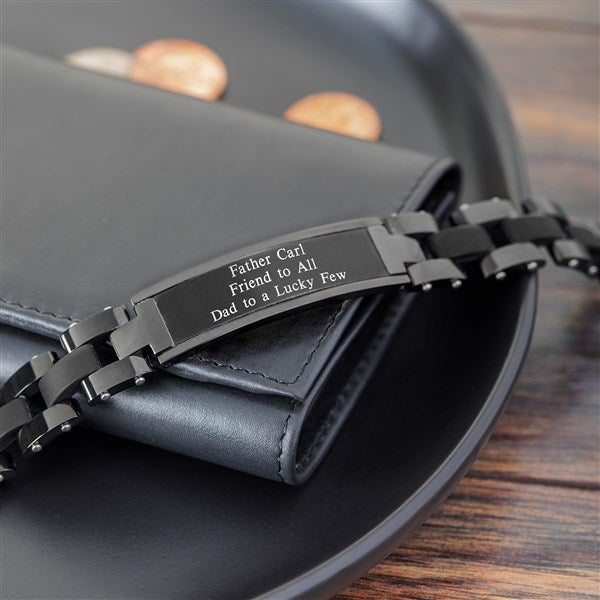 Engraved Matte Black ID Bracelet for Him