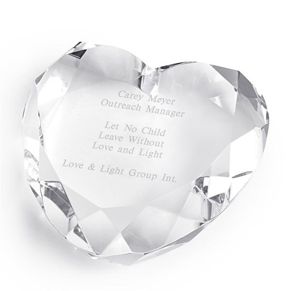 Engraved Crystal Heart Paperweight for the Professional