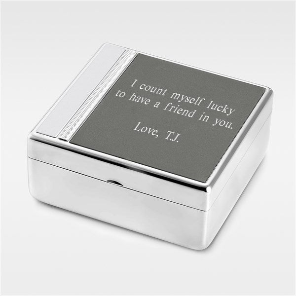 Engraved Silver and Gunmetal Keepsake Box for Him  - 41890