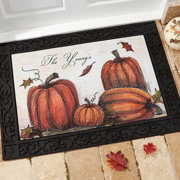 Personalized Autumn Pumpkin Welcome Door Mats - 4190