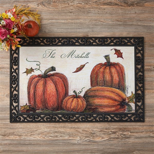 Personalized Autumn Pumpkin Welcome Door Mats - 4190