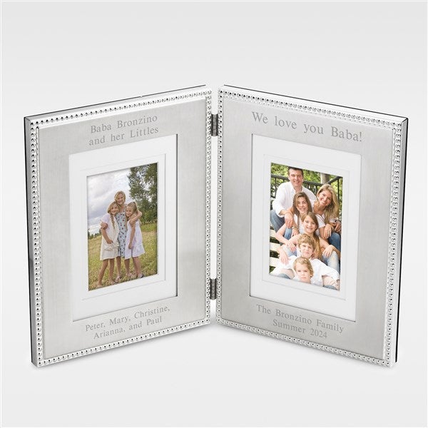 Engraved for Grandma- Beaded Double Picture Frame