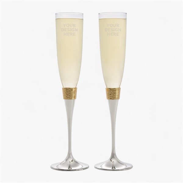 Personalized Logo Gold Hammered Toasting Flutes - 41958