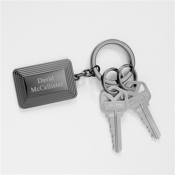 Engraved Gunmetal Stepped Edge Keychain